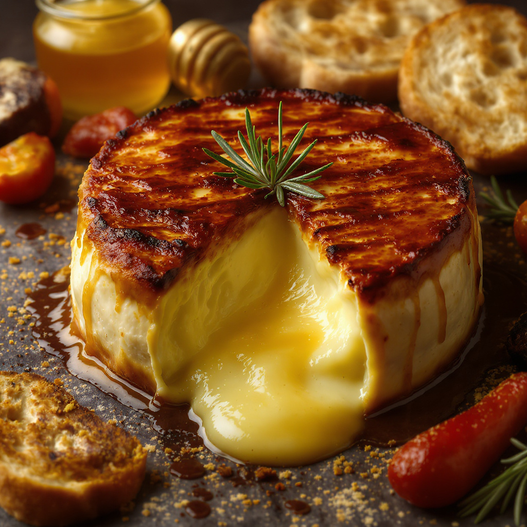 Camembert au barbecue ouvert délicieusement fondant