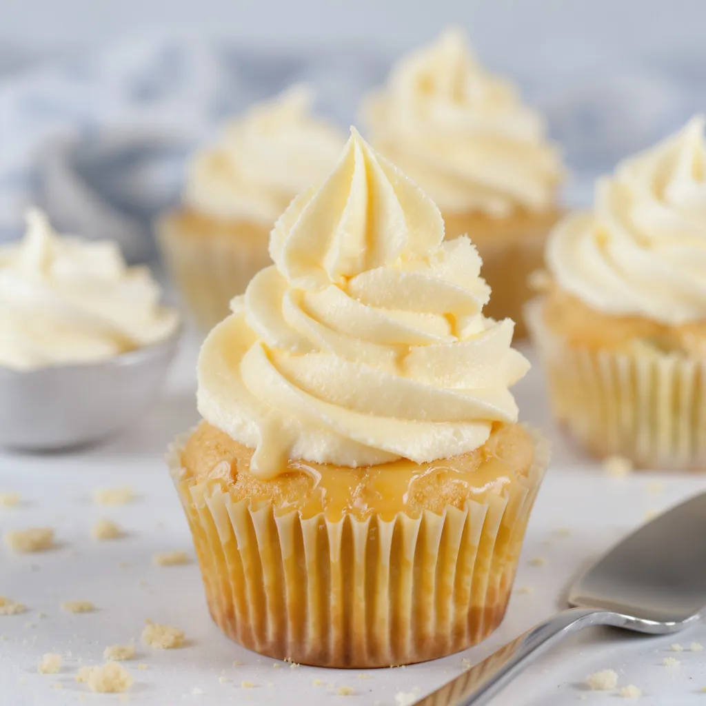 Cupcakes décorés de ganache vanille fouettée en topping
