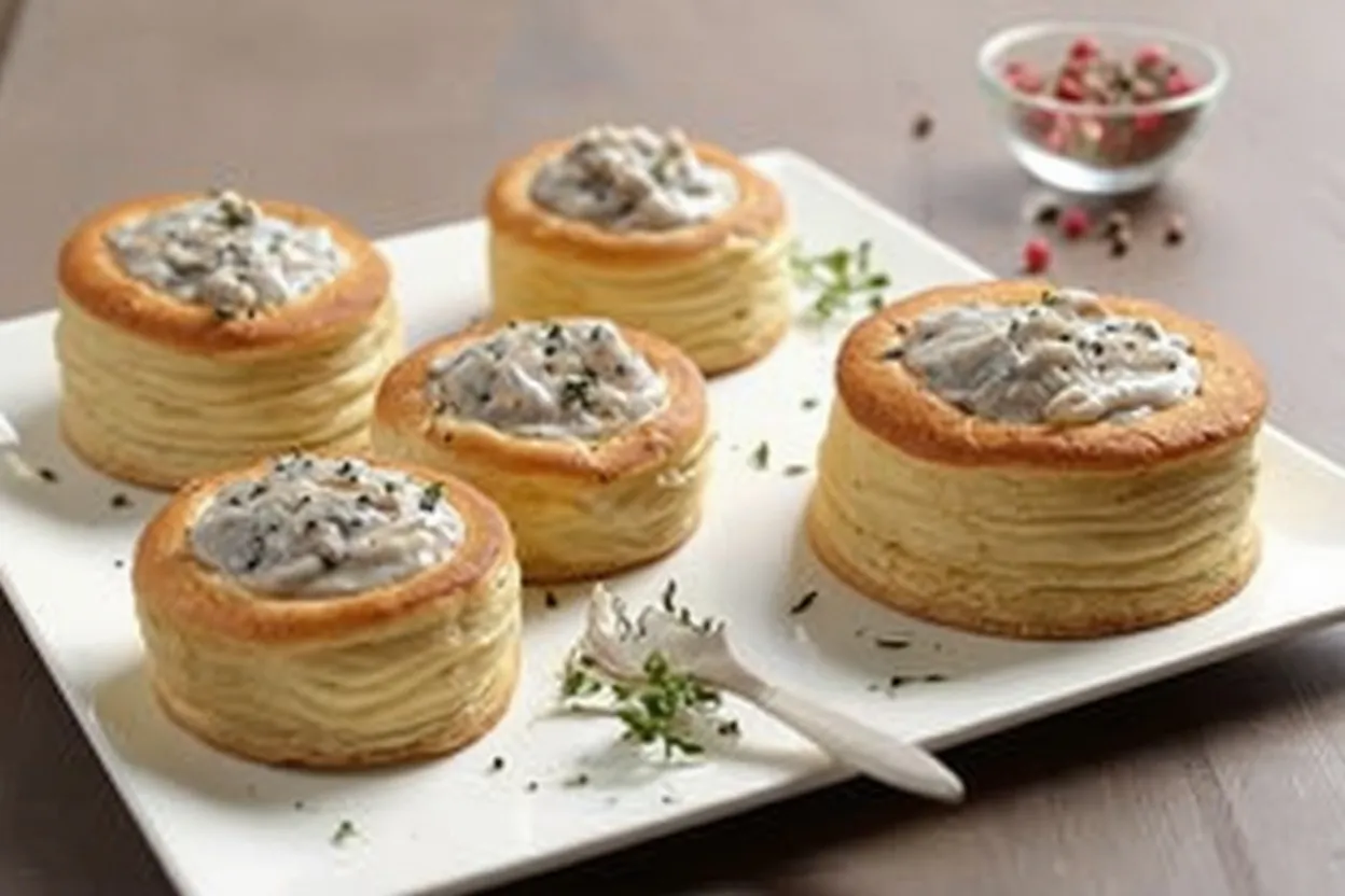 5 vols au vent poisson blanche champignons poivrés