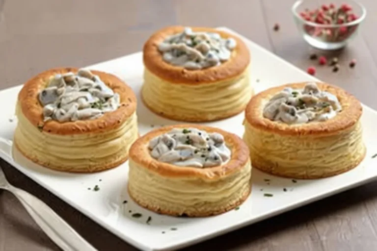 4 vol au vents poisson champignon sauce blanche poivre