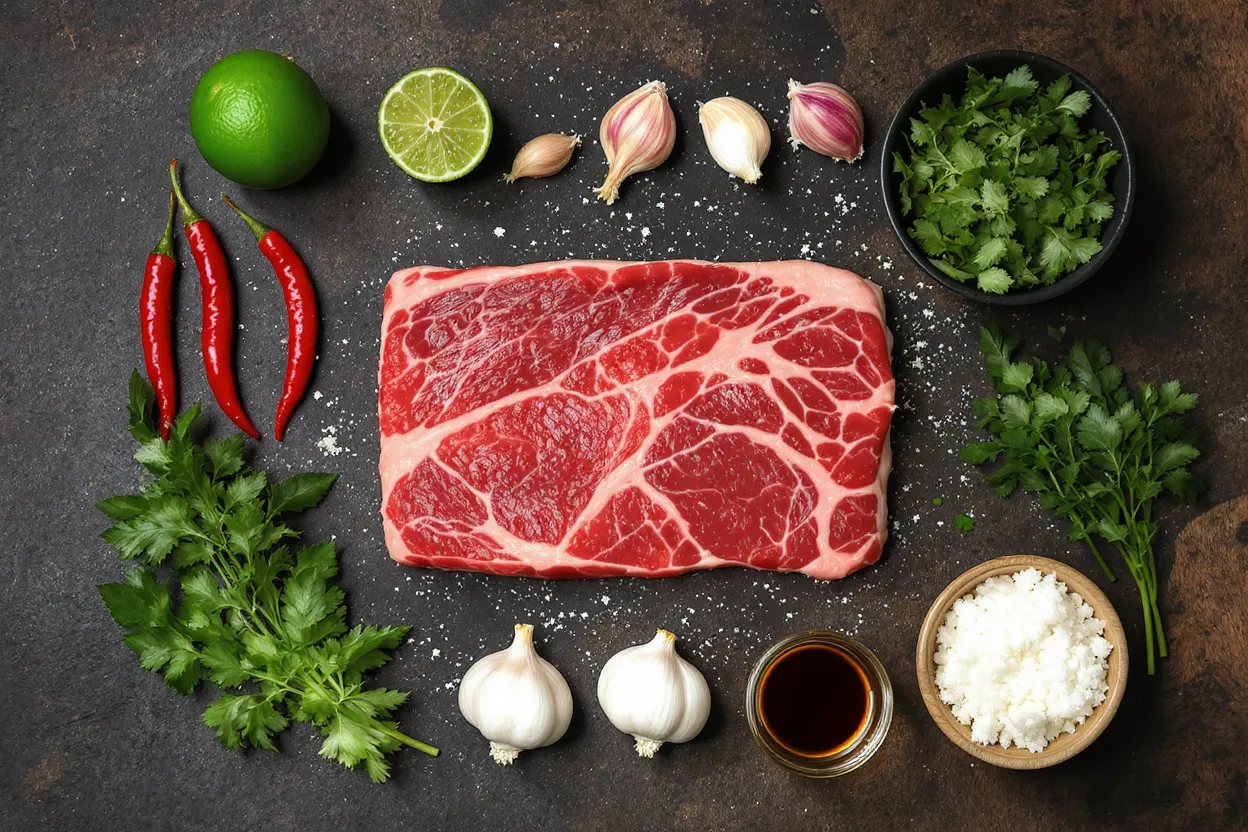 Ingrédients traditionnels pour recettes tigre qui pleure